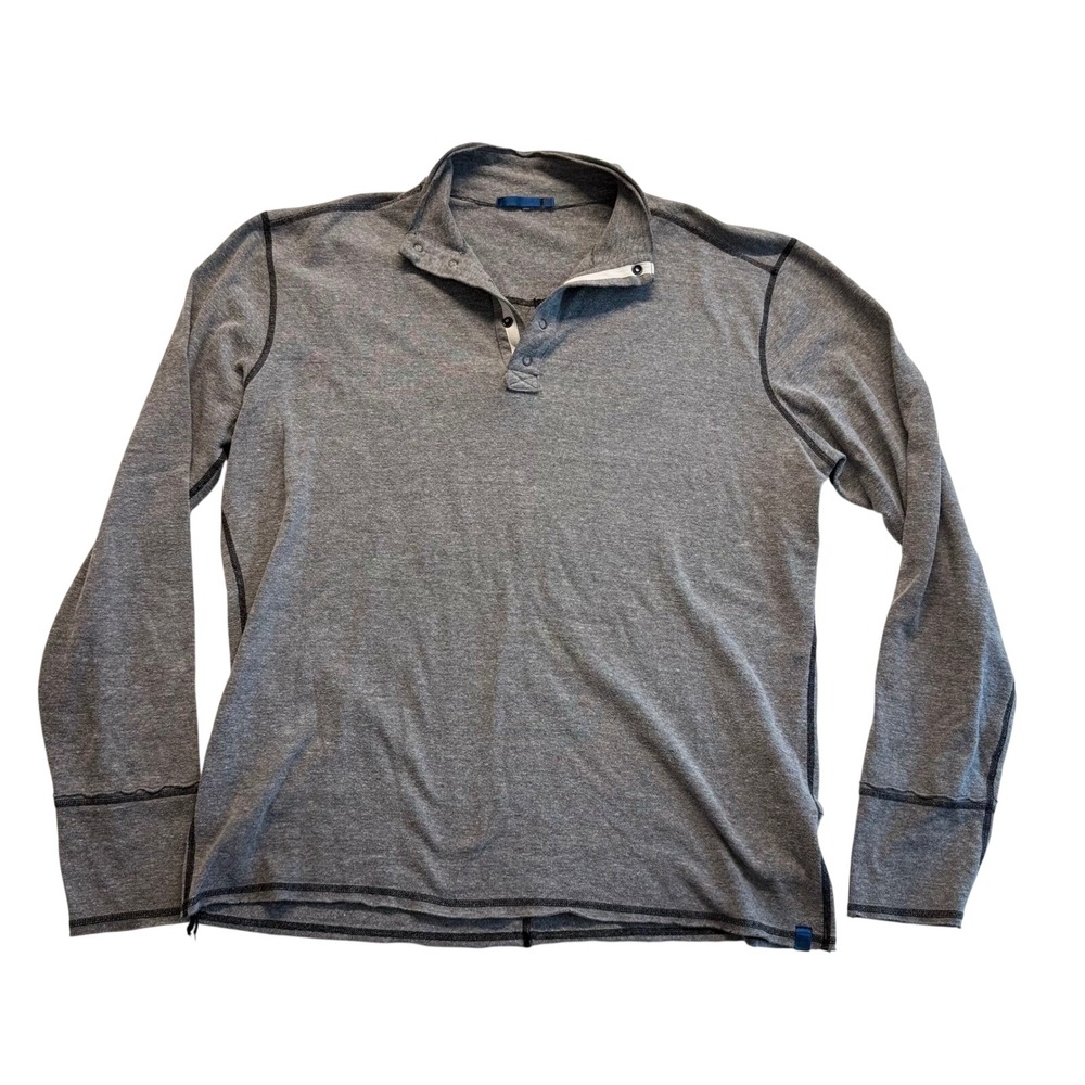 Agave Denim Cuyama Shirt Mens Large Grey Excellent Snap Henley AgaveLux USA